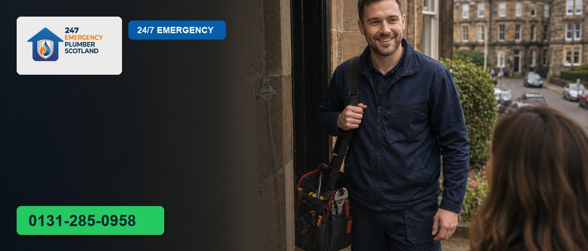 Emergency plumber attending a local callout in Penicuik, Scotland