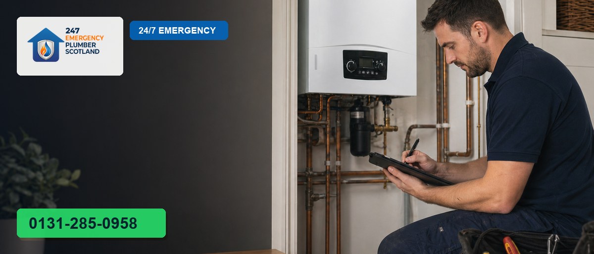Professional plumber carrying out maintenance in Edinburgh for 24/7 Emergency Plumbing Scotland